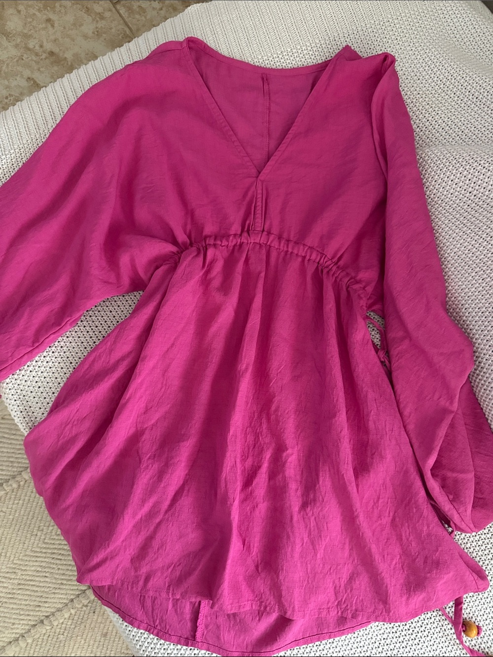 Bright Fuchsia V-Neck Tunic Top